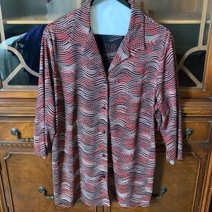 Red button down blouse